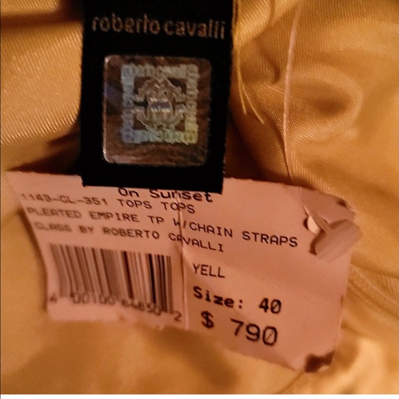 ❤️ROBERTO CAVALLI VINTAGE CHARTREUSE YELLOW PLEATED HALTER TOP 40 ITALIAN W/TAGS - Picture 5 of 10